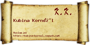 Kubina Kornél névjegykártya